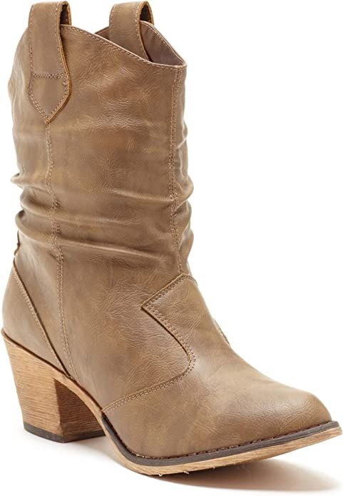 Charles Albert Women's Modern Western Cowboy Distressed Boot with Pull-Up Tabs | Amazon (US)