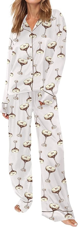 SHESHOW Satin Pajamas for Women Set Long Sleeve Button Down Sleepwear 2 Piece Nightwear Women Pjs... | Amazon (US)