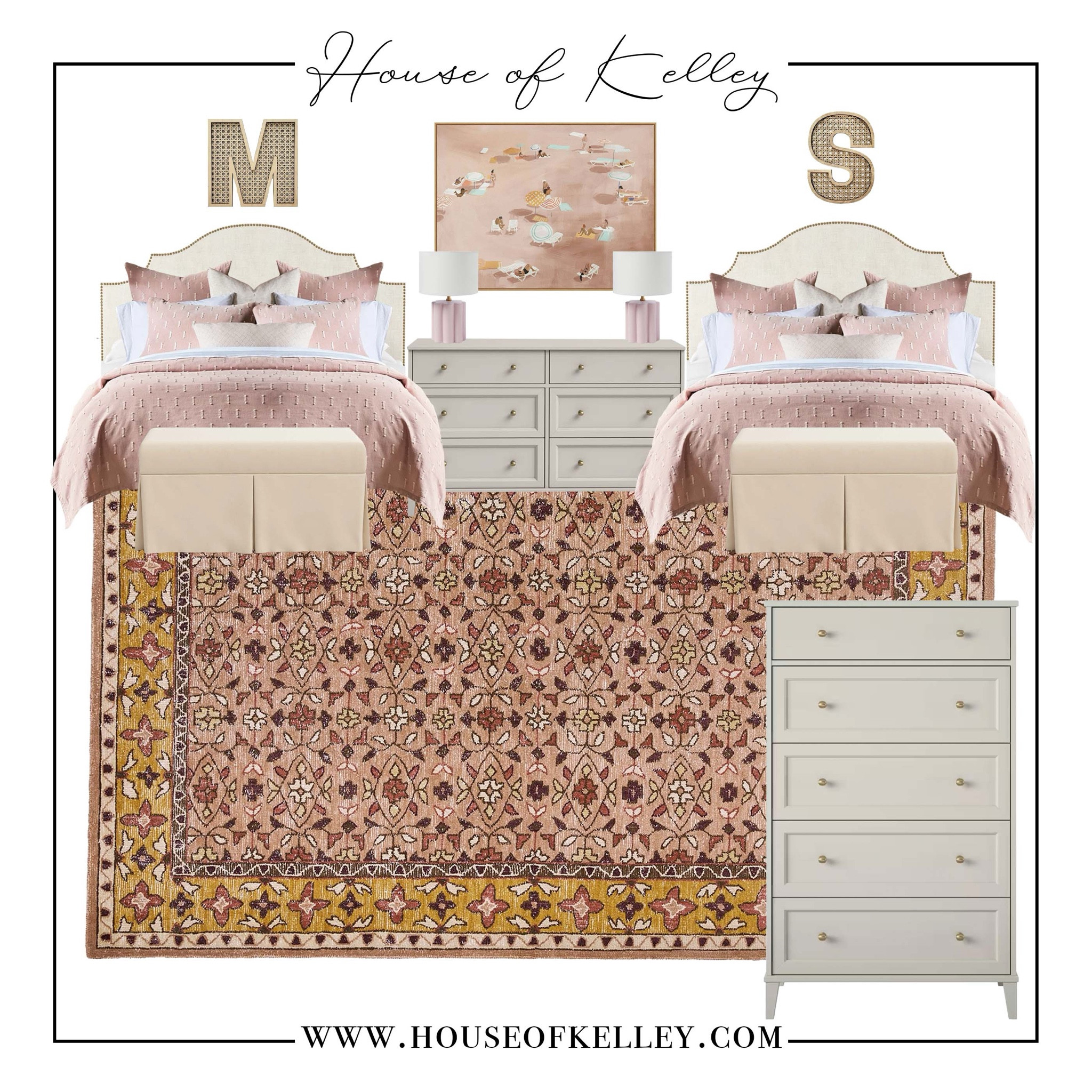 Teenage girl bedroom, tween bedroom, pink bedroom, Sisters room, shared bedroom, sibling bedroom, twin bedroom, pink bedding, floral throw pillow, pink throw pillows,  decorative pillows, upholstered bed, bedroom furniture, white furniture, girl furniture, Wayfair furniture, pink bedroom area rug, floral rug, pink rug, bedroom rug, girl rug, vintage rug, teen rug, nightstand lamp, pink lamp, pottery barn teen, interior design, interior decorator, bedroom refresh, wall art, Etsy art, Etsy painting, name letter

#LTKKids #LTKFamily #LTKHome