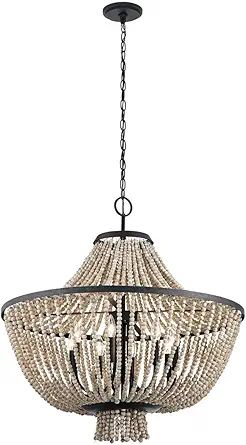 Kichler Brisbane 31.75" 8 Light Chandelier in Distressed Black with Distressed Antique White Bead... | Amazon (US)