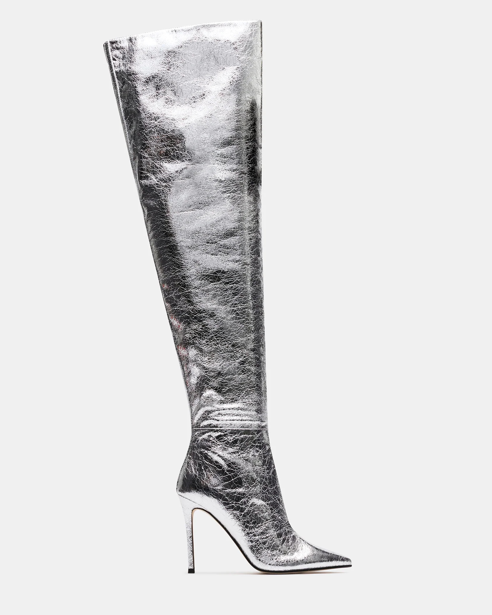 EPIC Silver Pointed Toe Thigh High Boot | Women's Boots | Steve Madden (US)