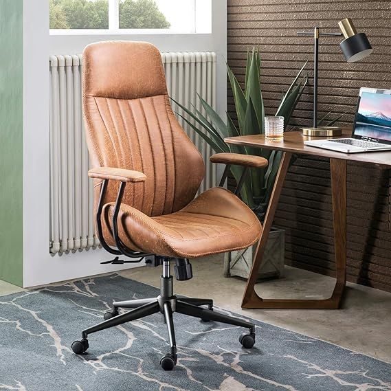 ovios Ergonomic Office Chair,Modern Computer Desk Chair,high Back Suede Fabric Desk Chair with Lu... | Amazon (US)