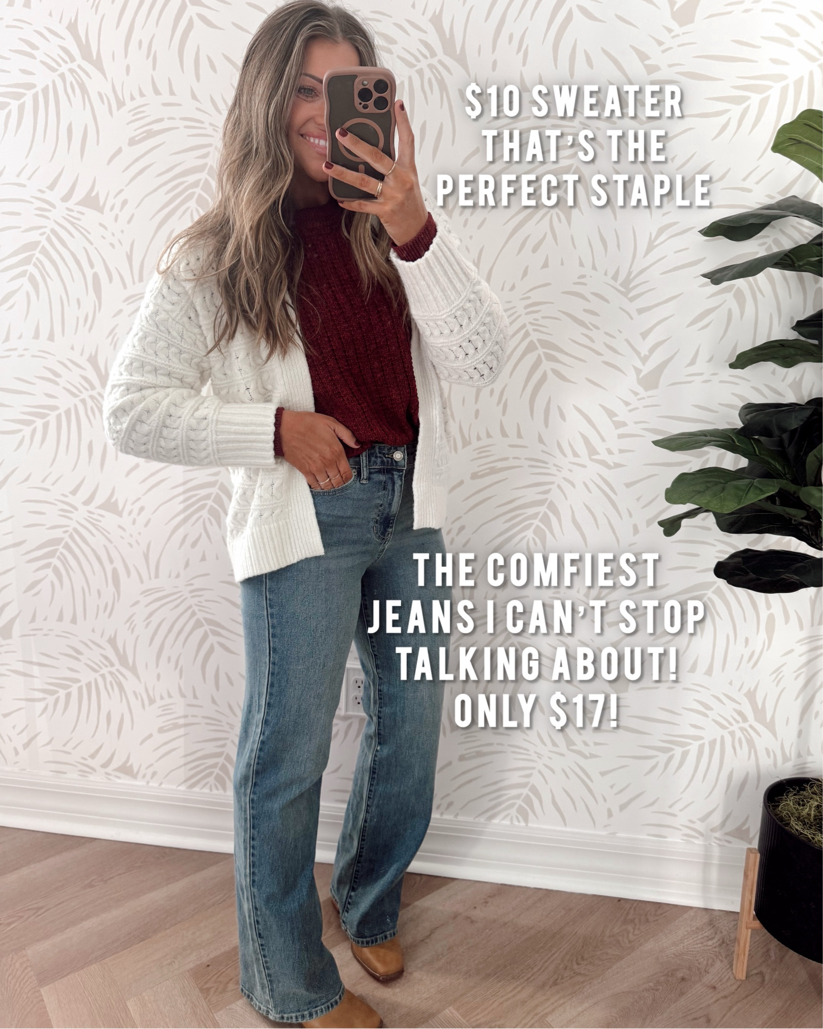 XS sweaters and my face target cardigan! XXS jeans! S Amazon pants! 