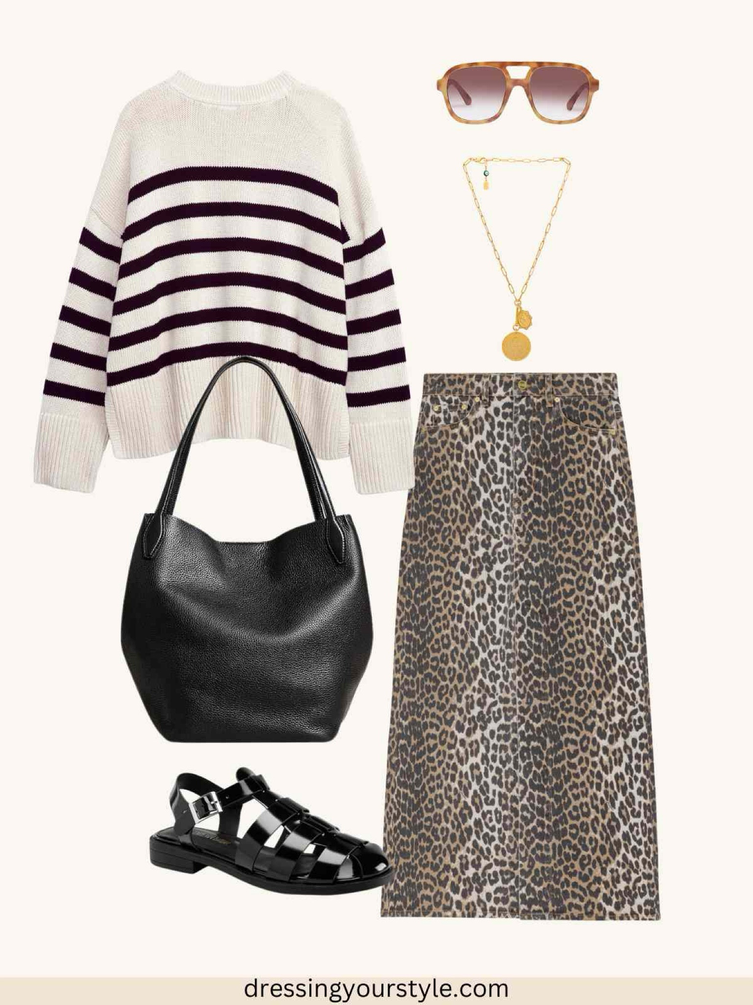 
Casual Leopard print skirt outfit with neutral stripes. 

Leopard midi skirt, leopard print maxi skirt, leopard outfit, leopard print midi skirt, casual outfit, spring outfit, summer outfit. Leopard print with stripes, pattern mixing, relaxed style, natural style  

#LTKOver40