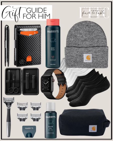 Gift Guide For Him. Follow @farmtotablecreations on Instagram for more inspiration. Men’s gift guide
Zitahli Slim Wallet for Men Gifts 12 Card Slots ID Window With Money Clip Minimalist RFID Front Pocket Bifold Leather Small Thin Gift Box Dad Birthday Christmas Regalos Hombres. Carhartt Men's Knit Cuffed Beanie. OUHENG Compatible with Apple Watch Band 49mm 45mm 44mm 42mm, Genuine Leather Band Replacement Strap Compatible with Apple Watch Ultra 2/1 Series 9/8/7/6/5/4/3/2/1/SE/SE2, Black Band with Black Adapter. Mottee & Zconia No Show Sock Low Cut Ankle Short Socks for Men Basic Casual Anti-skid Cotton Socks with Non Slip Grips. Carhartt Travel Kit, Durable Toiletry Organizer Bag, Black, One Size. Harry's Razors Set with 5 Razor Blade Refills for Men, Travel Blade Cover, 2 oz Shave Gel (Charcoal). MANSCAPED® Shears 3.0, 5-Piece Precision Men’s Nail Grooming Travel Kit, Stainless Steel Manicure Set with Fingernail & Toenail Clippers, Nail File, Slant Tip Tweezers, Cuticle Scissors, Travel Case. Harry's Fig Body Wash. Gifts for Dad. Gifts for Brother. Gifts for Uncle. Christmas Gifts for Men. 

#LTKmens #LTKfindsunder50 #LTKGiftGuide