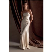 Cedar Strapless Satin Maxi Dress - Blush Gold I MESHKI I Size XS | MESHKI US