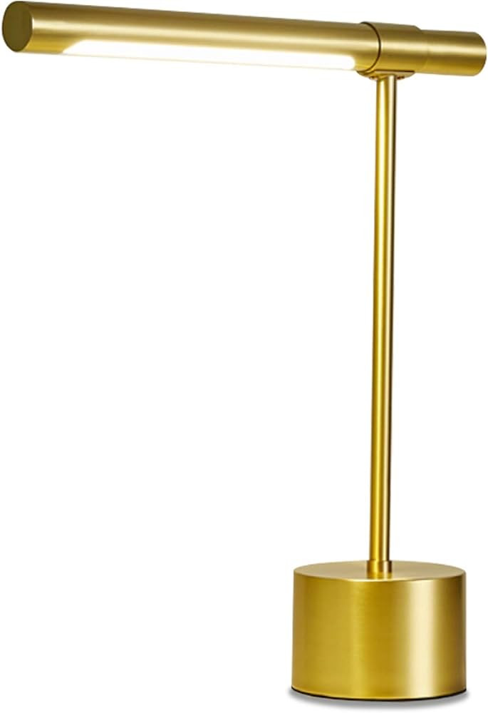 Bling All-Brass Mid Century Desk Lamp - Modern Gold Bankers Lamp Shade - 18-in LED Desk Light - A... | Amazon (US)