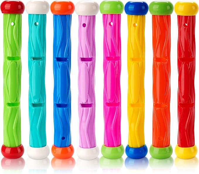 JOYIN Diving Sticks Pool Toys, 8 Pcs Underwater Training Pool Dive Stick for Kids, Colorful Swimm... | Amazon (UK)