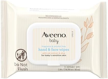Aveeno Baby Fragrance-Free Hand & Face Wipes with Oat Extract & Aloe, Cleansing & Moisturizing Ba... | Amazon (US)