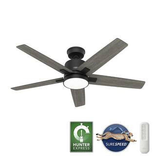 Acela 52 in. Hunter Express Integrated LED Indoor Matte Black Ceiling Fan with Remote and Light K... | The Home Depot