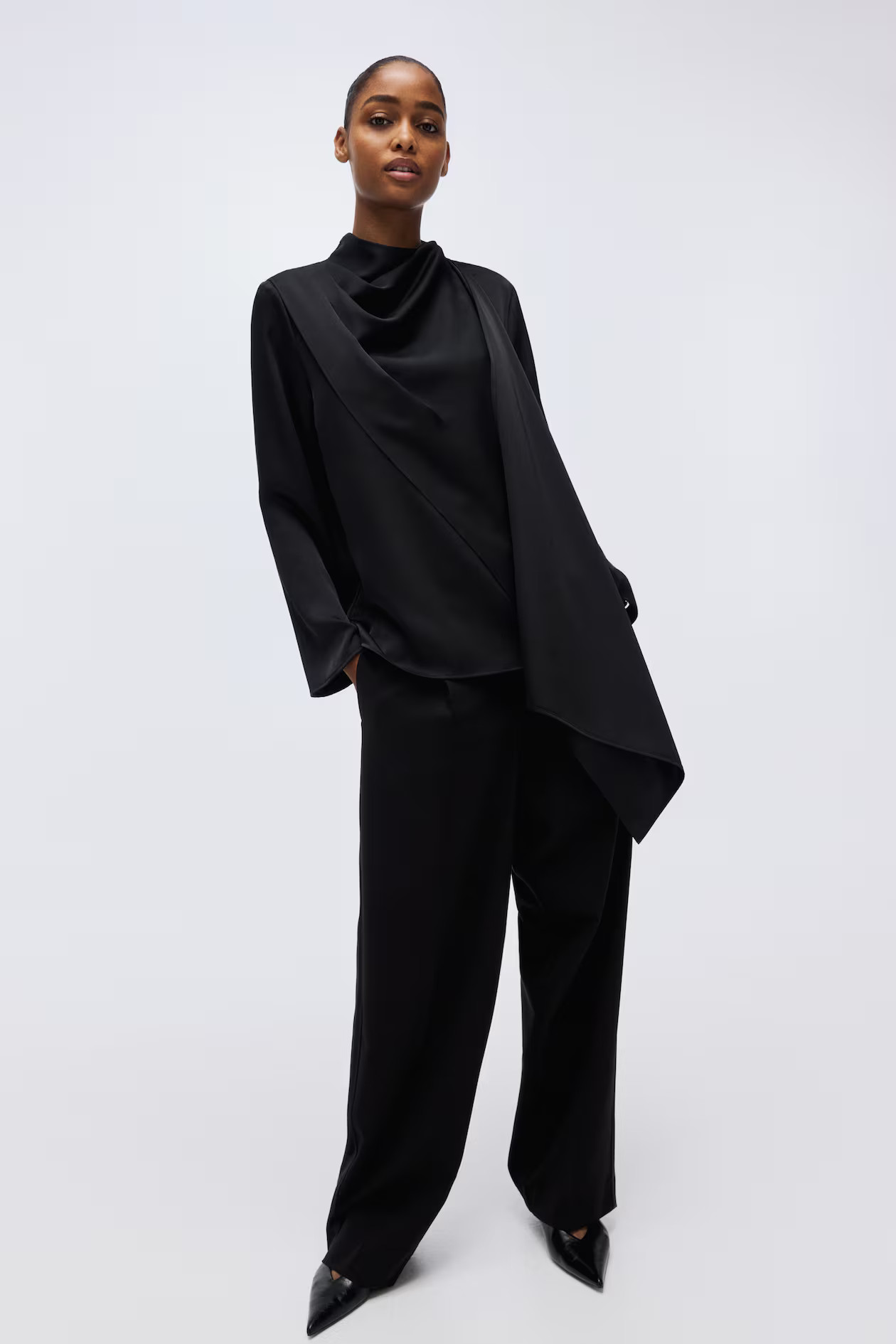 Shawl-Detail Satin Blouse | H&M (US + CA)