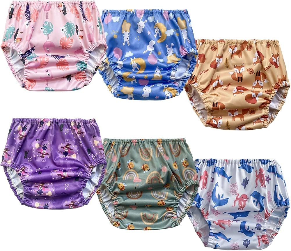 BISENKID 6 Packs Waterproof Rubber Training Pants for Toddlers Potty Training Pants and Good Elas... | Amazon (US)