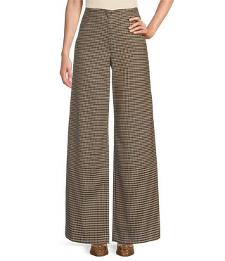 Sophie Woven Menswear Plaid High Rise Flat Front Wide Leg Full Length Coordinating Trousers | Dillard's