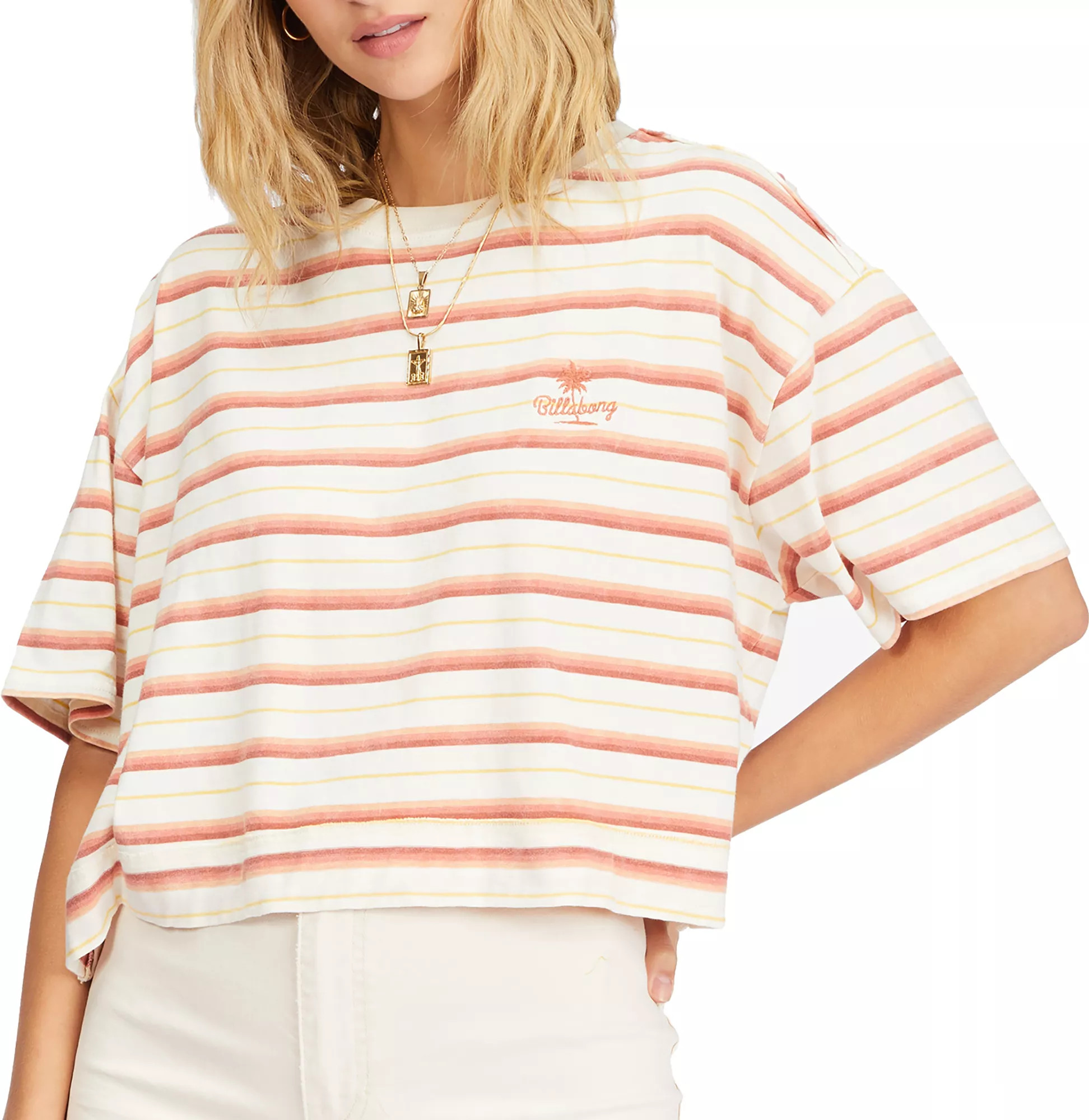 Billabong Women's Only today Stripe Short Sleeve T-Shirt, Large, Terracotta | Dick's Sporting Goods