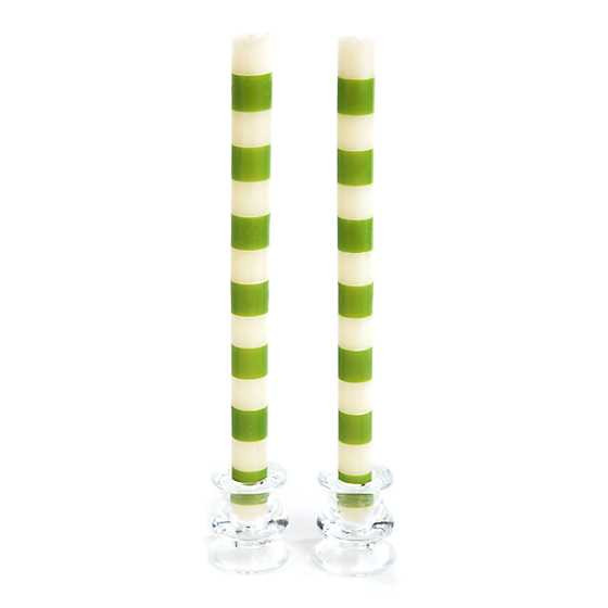 Bands Dinner Candles - Green - Set of 2 | MacKenzie-Childs