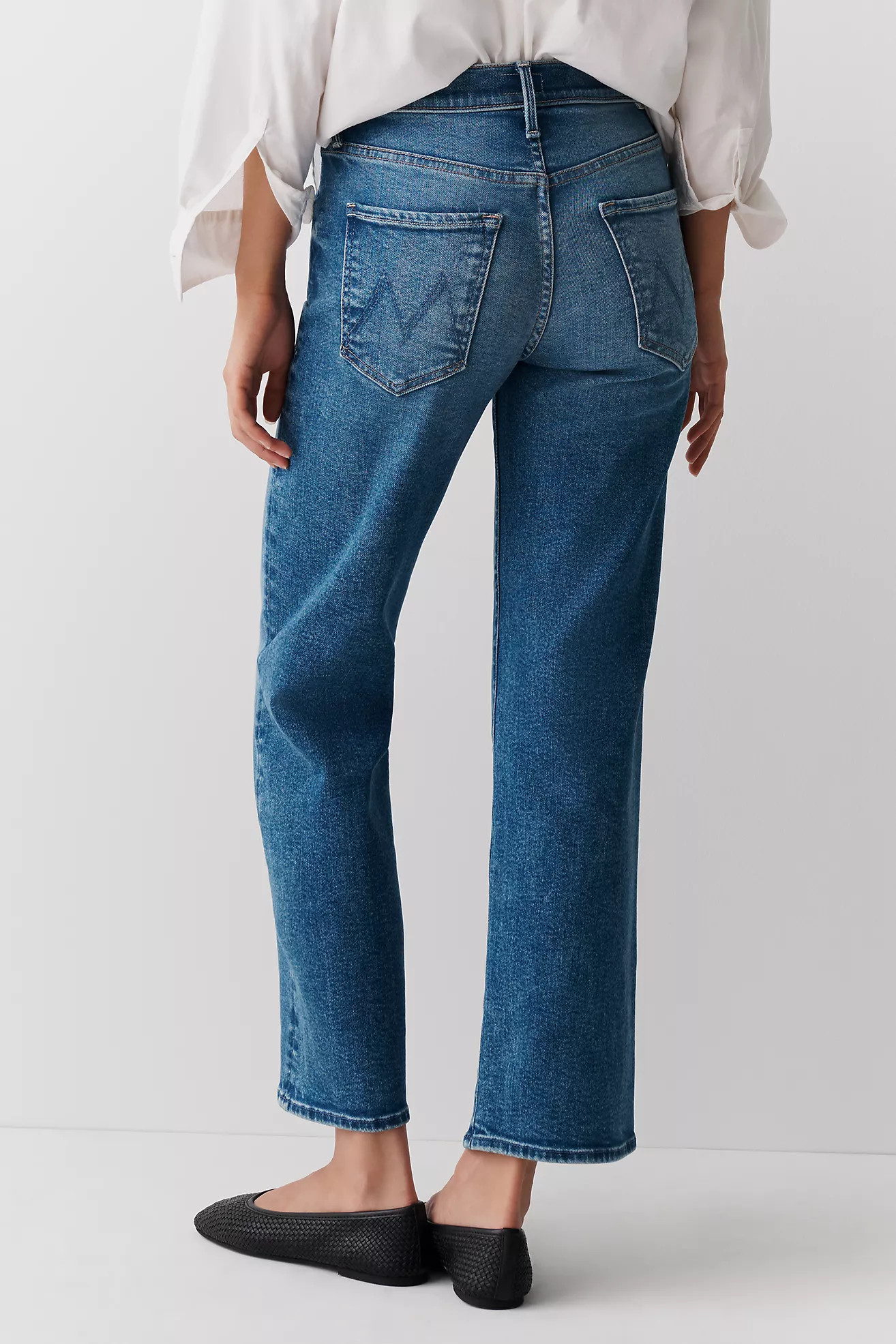 MOTHER Rambler Mid-Rise Straight Zip Flood Jeans | Anthropologie (US)