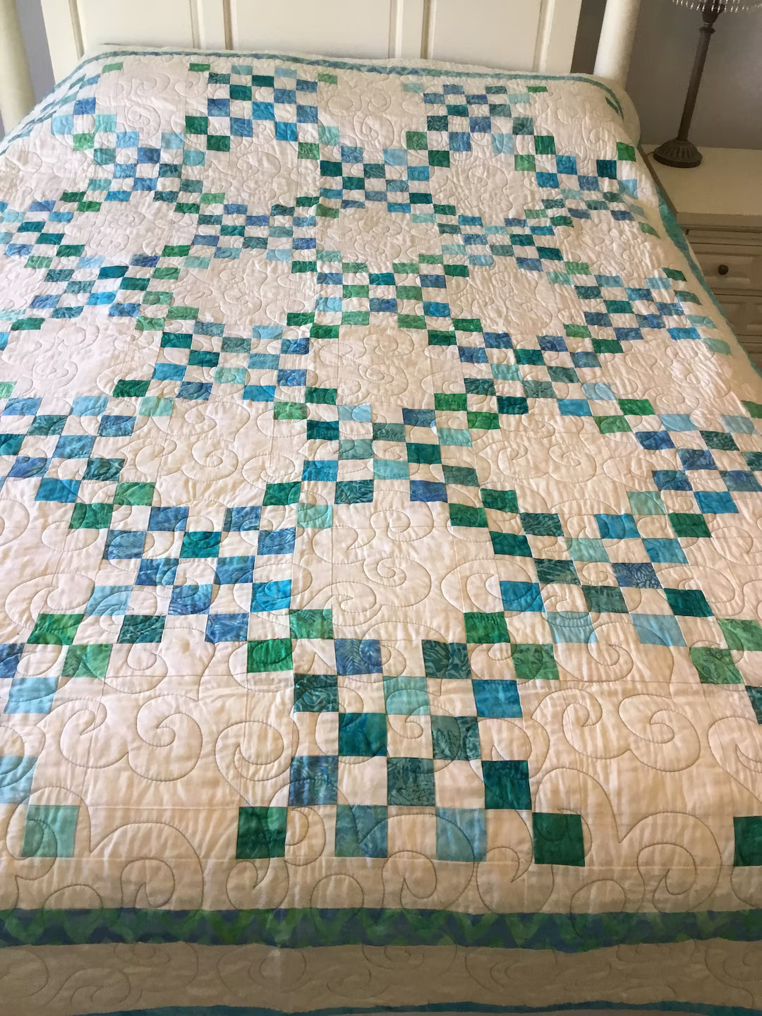 Handmade Patchwork Irish Chain Quilt Blue and White | Handmade Irish Chain Quilt Gift | | Etsy (US)