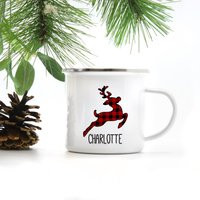 Personalized Reindeer Mug - Plaid Christmas Gift, Hot Cocoa Bar | Etsy (US)