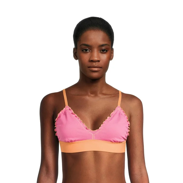 No Boundaries Juniors' Lettuce Edge Triangle Bralette, Sizes S-3XL | Walmart (US)