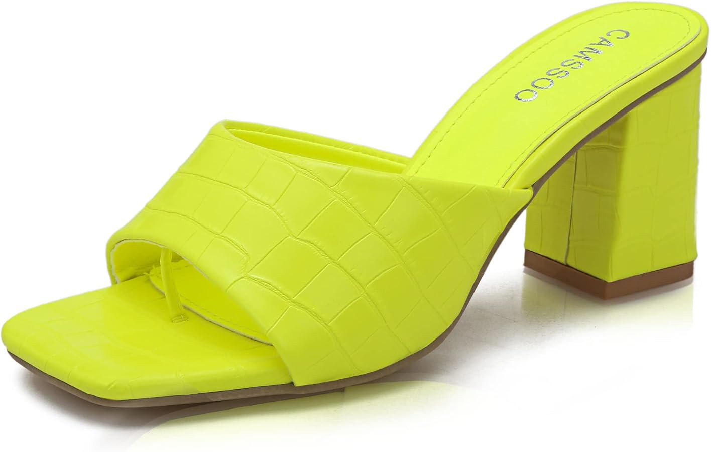 CAMSSOO Women's Square Open Toe Heeled Mules Flip Flops Chunky Heels Slip On Sandals Block High H... | Amazon (US)