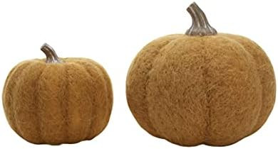DN DECONATION Thanksgiving Decorations Pumpkin Decor, Fabric Pumpkin Set of 2, Yellow Pumpkins as... | Amazon (US)