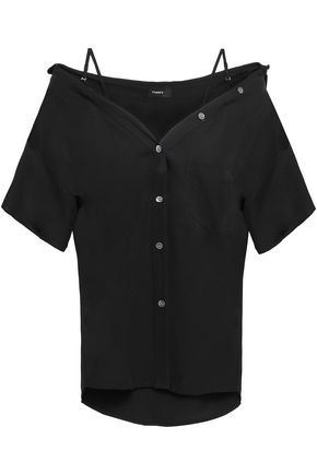 Cold-shoulder silk-crepe shirt | The Outnet (APAC)