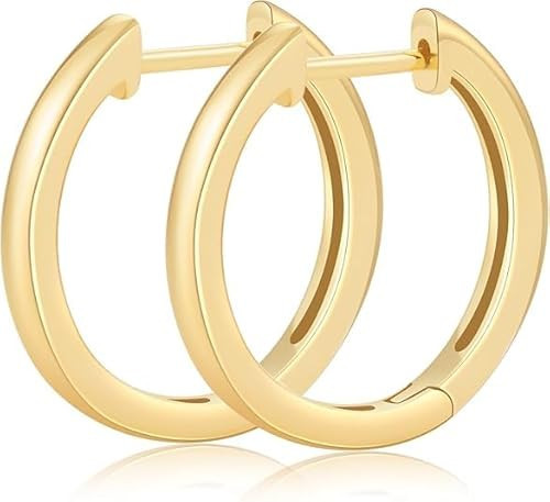 14K Gold Huggie Hoop Earrings for Women - Small Minimalist Earrings | Amazon (US)