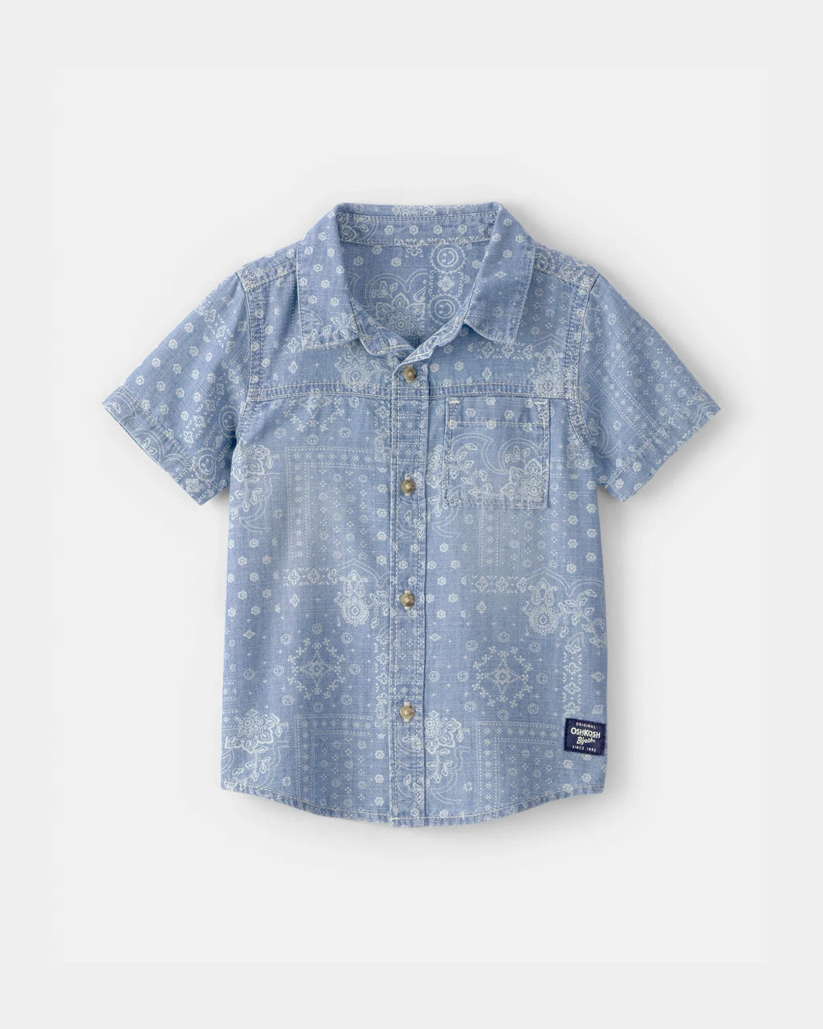 Toddler Boy Bandana Chambray Short-Sleeve Button-Down Shirt - Blue - OshKosh B'gosh | Carter's | Carter's Inc