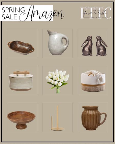 Amazon Big Spring Sale. Follow @farmtotablecreations on Instagram for more inspiration.

Creative Co-Op Carved Wood Handles, Natural Tray. Decorative Resin Rabbit Bookends, Bronze, Set of 2. Stoneware Fluted Pitcher. Reactive Glaze Stoneware Pitcher. Round Stoneware Lid and Pine Wood and Jute Handle in Reactive Glaze, Beige Canister. 20pcs White Flowers Artificial Tulip Silk Fake Flowers. Large Blanket Basket. Paper Towel Holder Gold Premium Stainless Steel Paper Towel Holder. Folkulture Wood Fruit Bowl. Amazon. Amazon Home Finds. Affordable Home. Amazon Sale. 

#LTKhome #LTKfindsunder50 #LTKsalealert