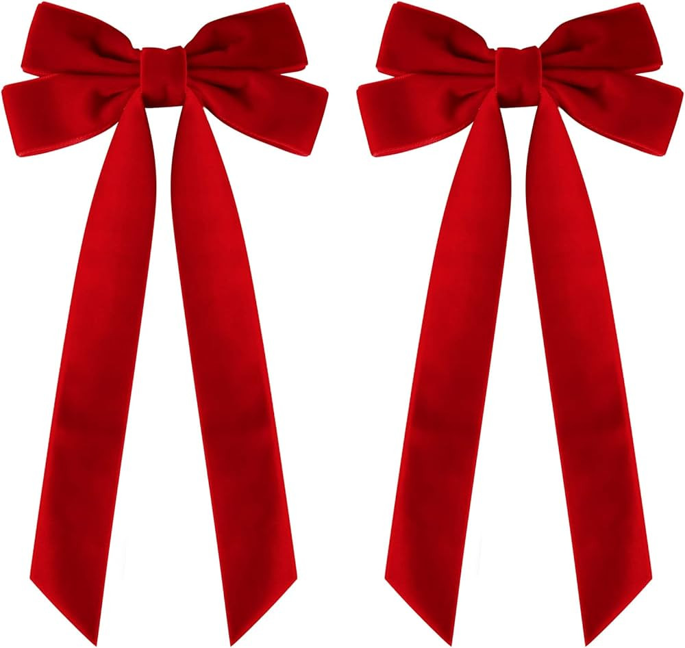 2PCS Velvet Hair Bows Red Hair Ribbon Clips Big Fall Alligator Clips Hair Accessories for Women G... | Amazon (US)