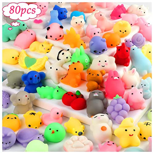 80pcs Mochi Squishy Toys, Mini Kawaii Squishy Fidget Toys Bundles Squishies Party Favors for Kids Gift for Easter Basket Stuffers Egg Fillers Birthday Classroom Prize Pinata Christmas Stocking | Amazon (US)
