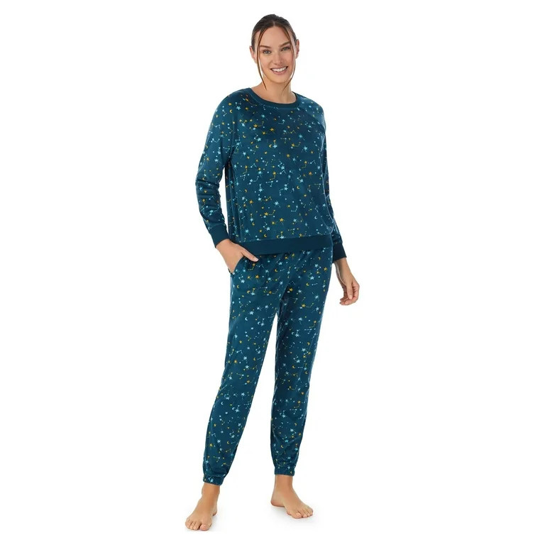 Secret Treasures Women's and Women's Plus 2-piece Stretch Knit Velour Top and Jogger Set | Walmart (US)