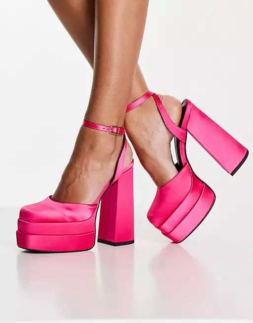 ASOS DESIGN Pluto platform heeled shoes in magenta | ASOS (Global)