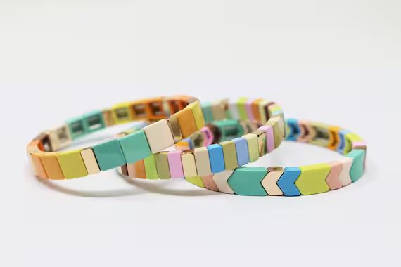 Large Tila Tile Stretchy Bracelet  Multicolor Stack 7.5 - Etsy | Etsy (US)