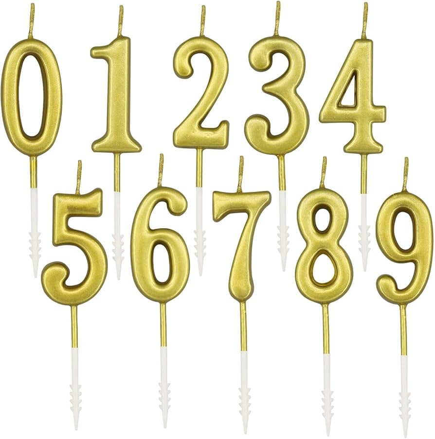 Beanlieve 10-Pieces Numeral Birthday Candles - Cake Numeral Candles Number 0-9 Glitter Cake Toppe... | Amazon (US)