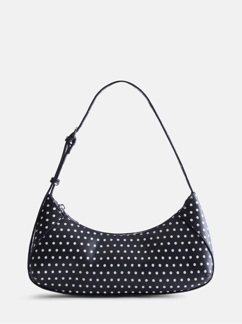 Madden NYC Women's Curved Baguette Shoulder Bag, Black and White | Walmart (US)