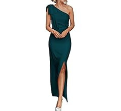 PRETTYGARDEN Women's Summer One Shoulder Long Formal Dresses Sleeveless Ruched Bodycon Wedding Gu... | Amazon (US)