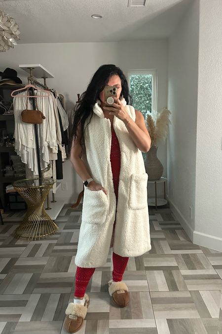 Faux fur duster vest perfect for layering your clothes  

#LTKHoliday #LTKSeasonal #LTKGiftGuide