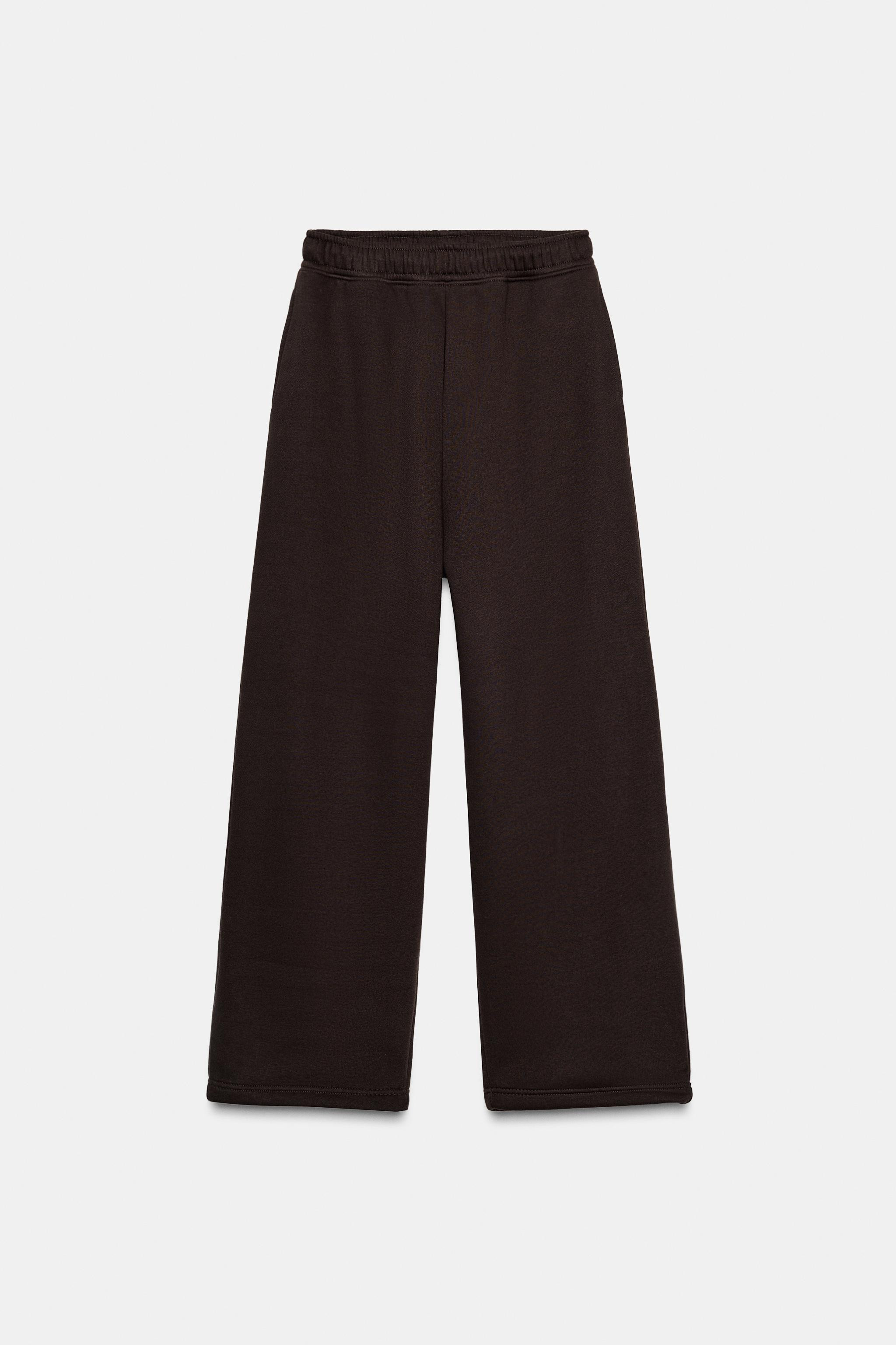 BASIC STRAIGHT PLUSH TROUSERS WITH ADJUSTABLE HEM | Zara UK