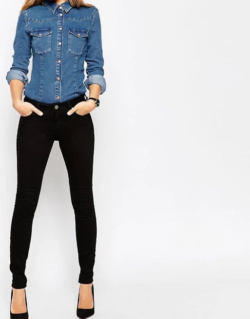 ASOS Lisbon Skinny Mid Rise Jeans in Clean Black | ASOS UK