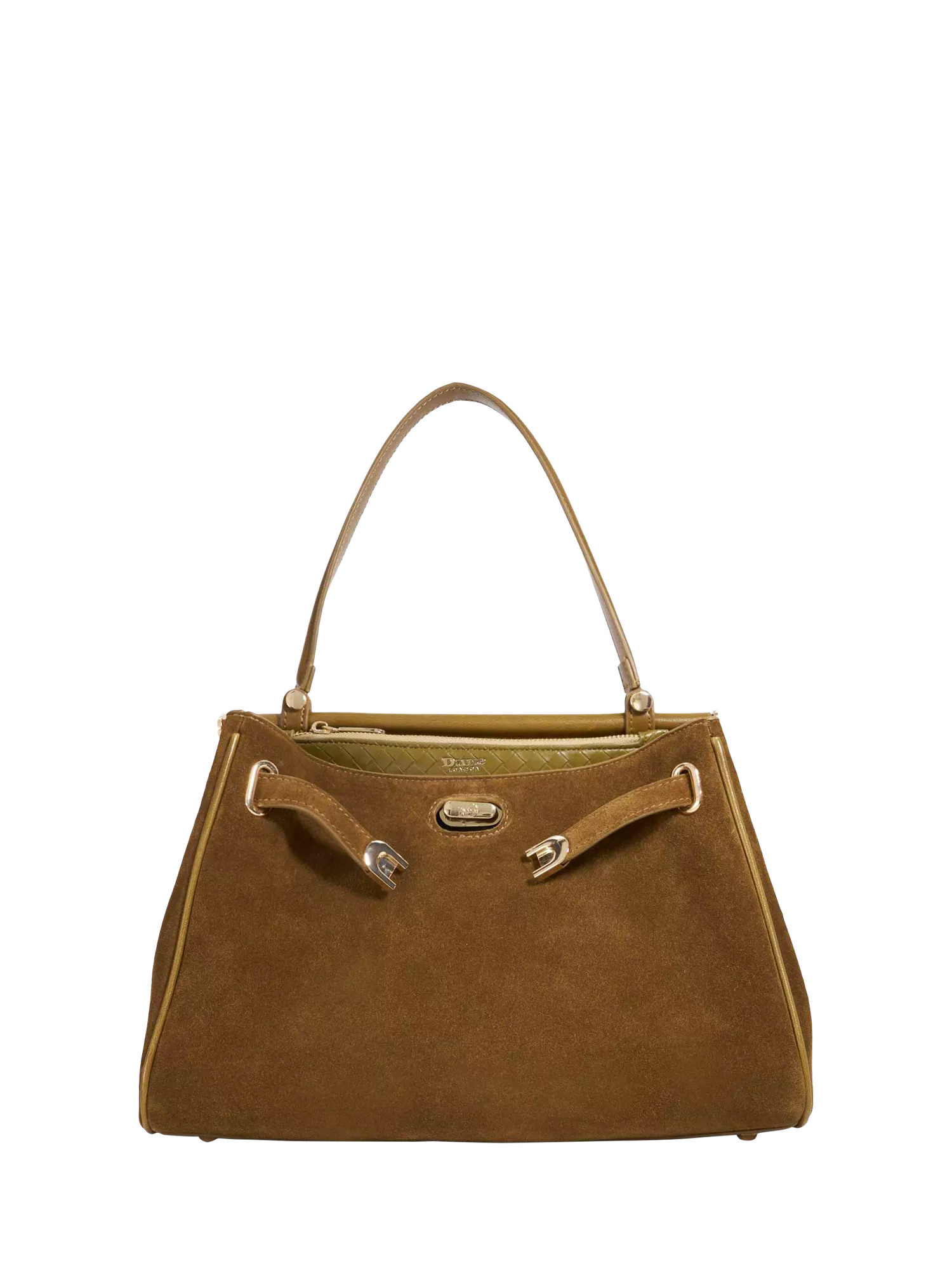 Dune London Dynamic M Leather Shoulder Bag, Khaki | John Lewis (UK)