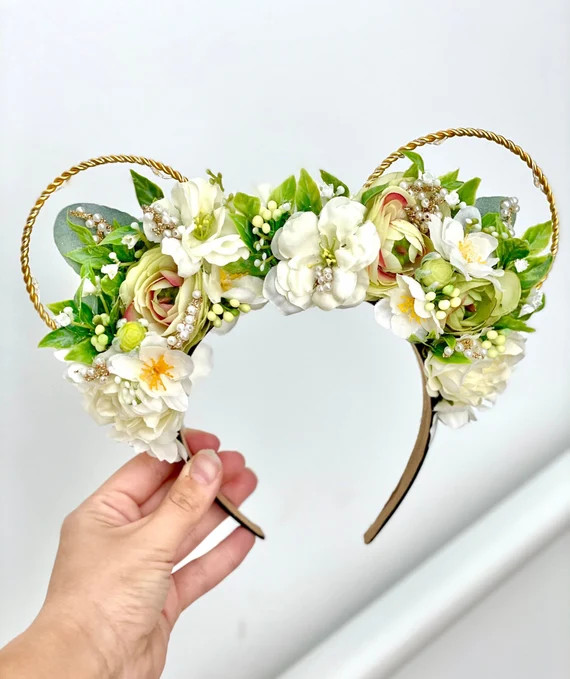 Springtime morning dew Mickey ears /  disney ears / flower and | Etsy | Etsy (US)