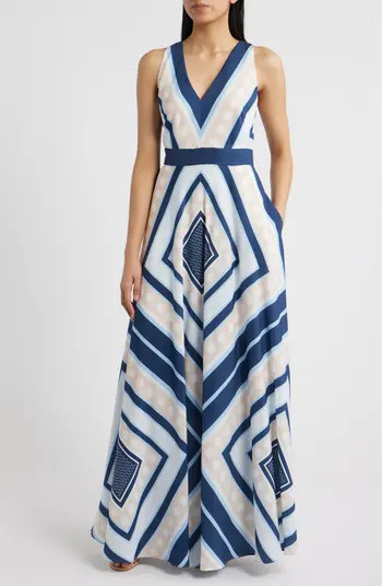 Eliza J Scarf Print Cr\u00eape de Chine Maxi Dress | Nordstrom | Nordstrom