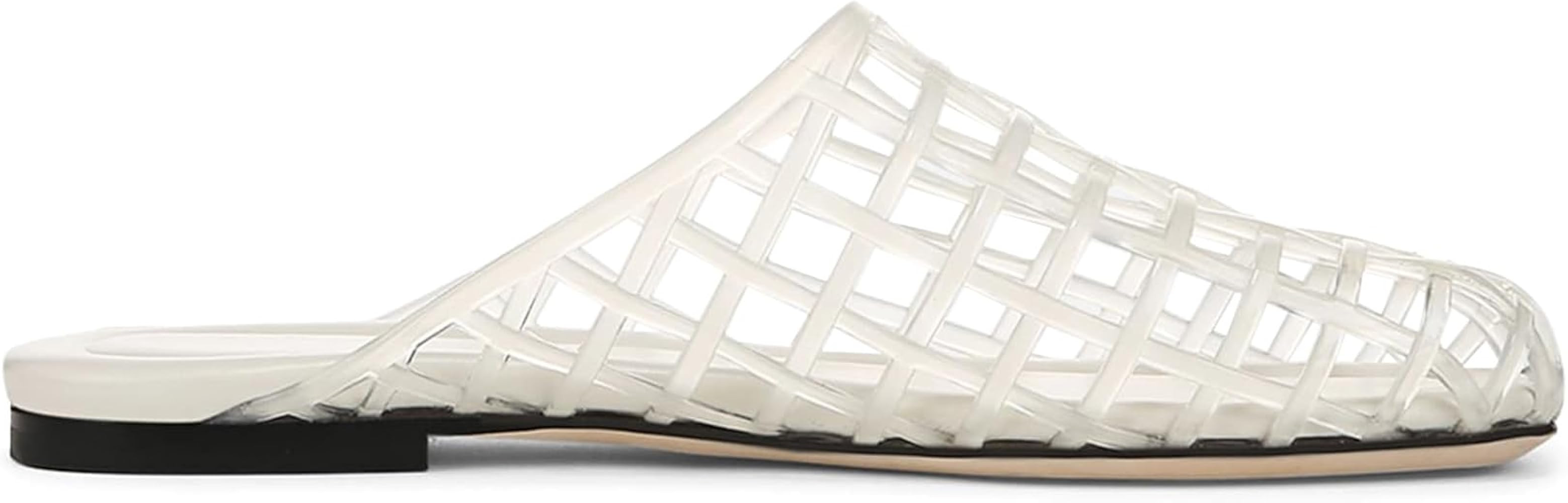 Clear Jelly Shoes for Women Slip on Jelly Mesh Slides Sandals Comfortable Closed Toe Jelly Flats ... | Amazon (US)