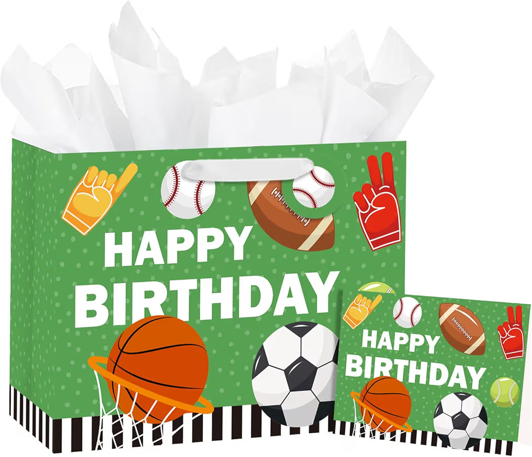 Loveinside Sports Birthday Gift Bag for Kids Boys, Multi-Sports with Basketball, Soccer, Football... | Amazon (US)