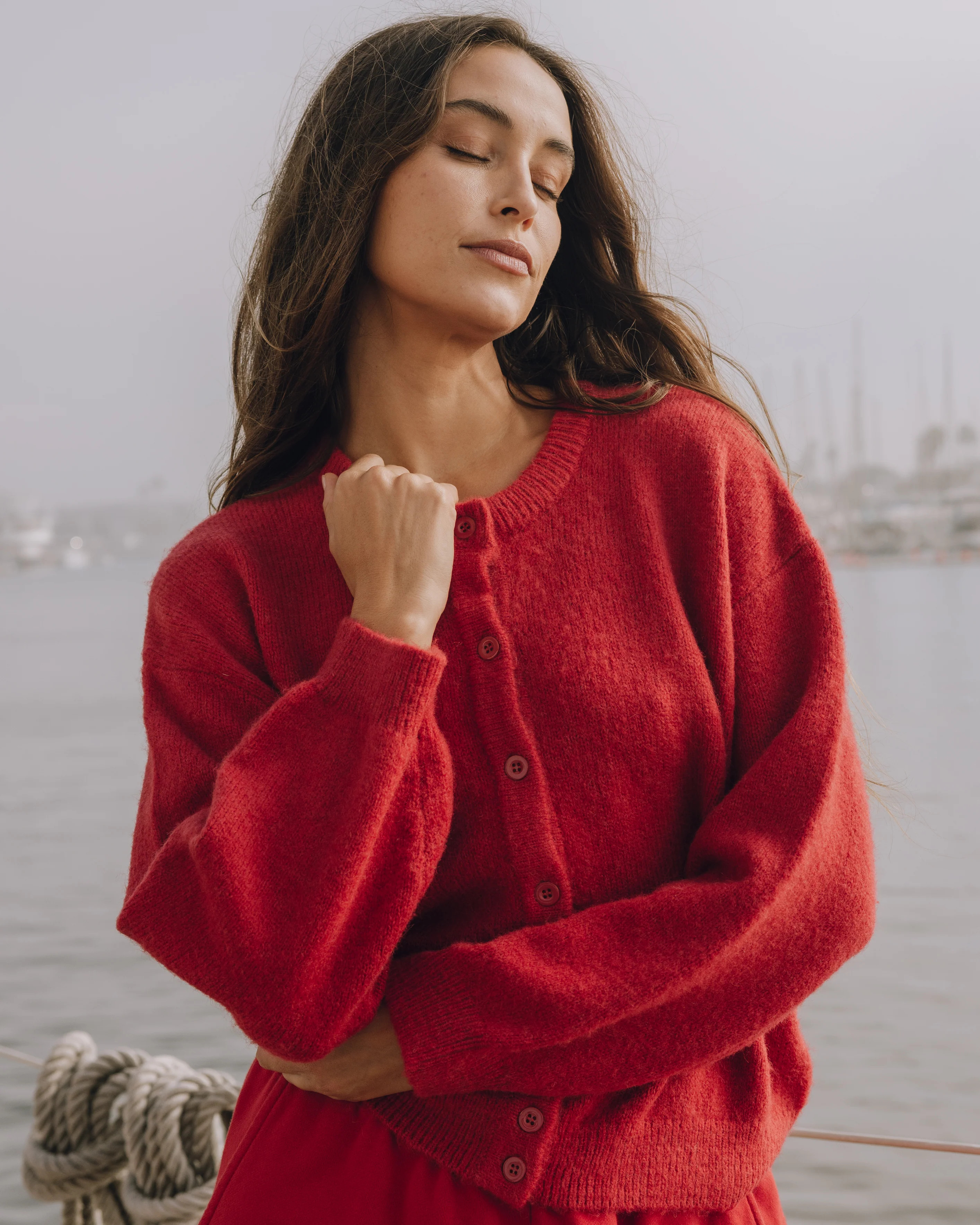 Button Up Sweater - Vintage Red | Daily Drills