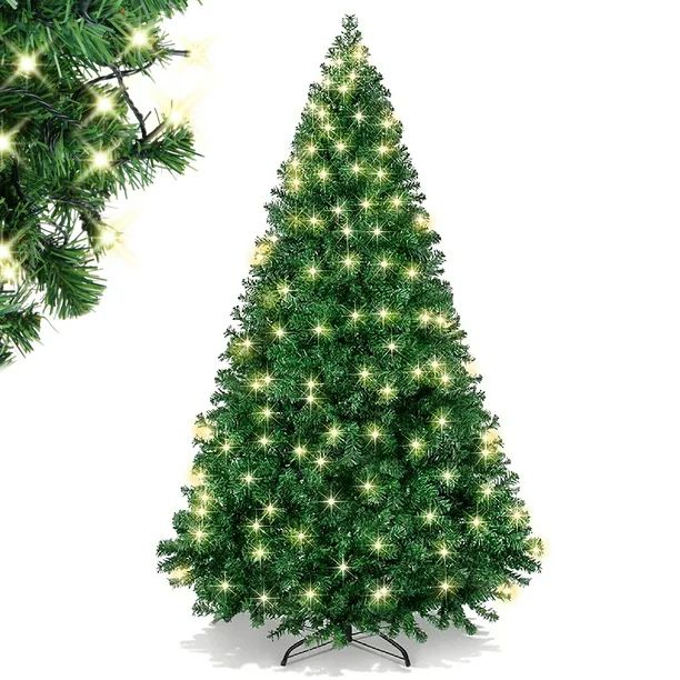 Funcid 6ft Premium Pre-Lit Hinged Artificial Christmas Tree Full Tree with 1477 PVC Branch Tips, ... | Walmart (US)