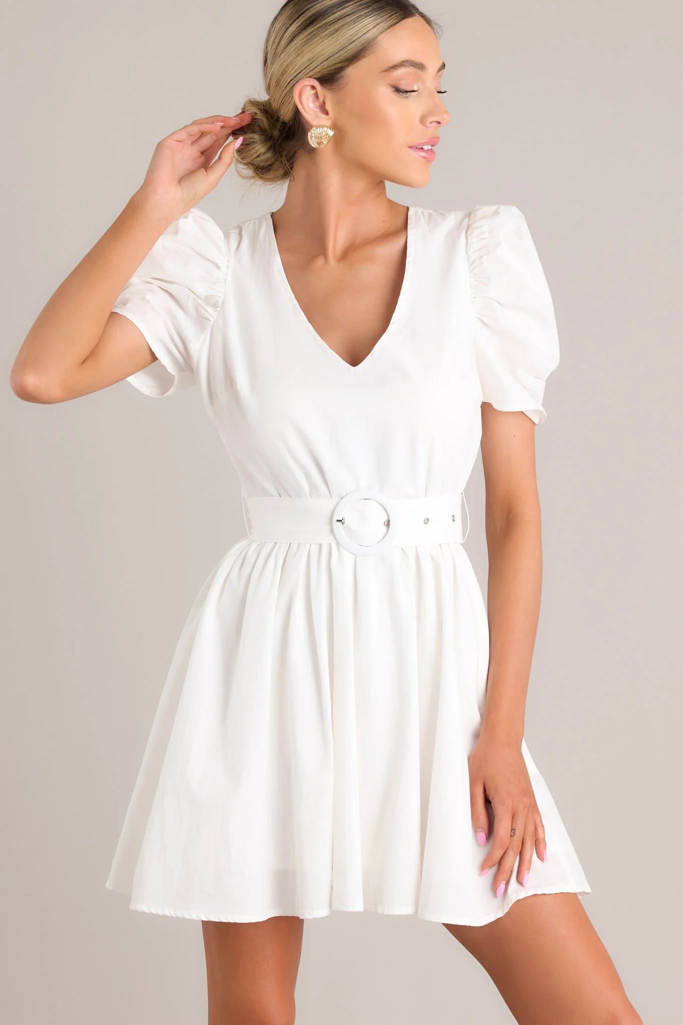 After All White Belted Cotton Mini Dress | Red Dress