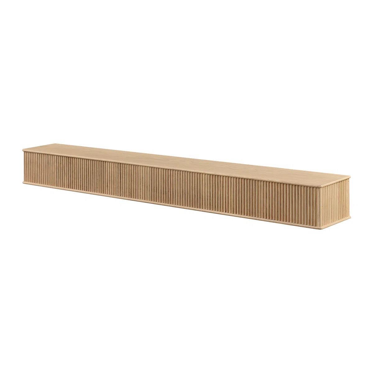 Modern Ember Monti Fireplace Wood Mantel Shelf with Fluted “Reed” Details in Whitewash | Wayfair North America