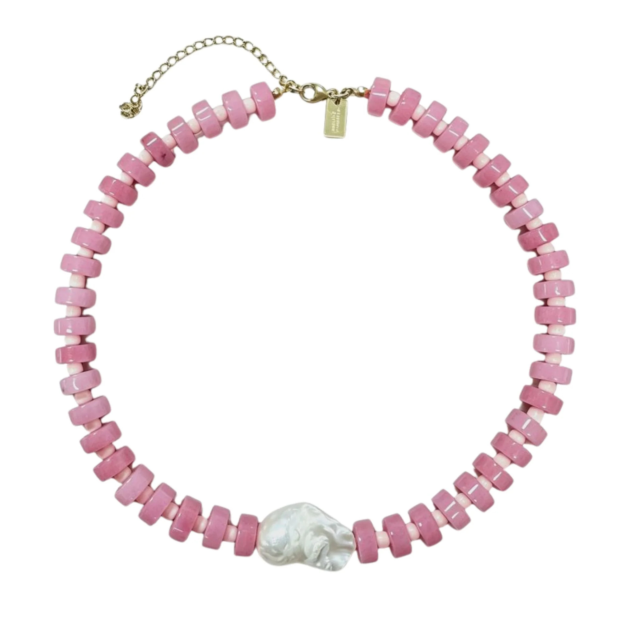 Rosy Outlook Baroque Pearl Beaded Necklace | Christina Greene LLC